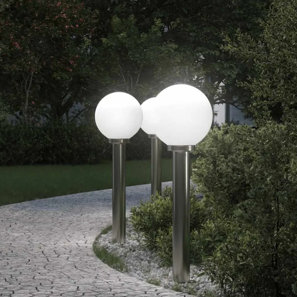 Verlichting*vidaXL Bolderverlichting 3 stuks 80 cm RVS IP44