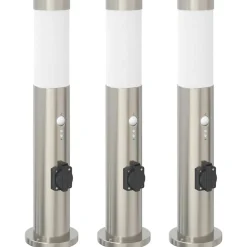 Bolderverlichting met sensor en stopcontact 3 stuks 50 cm roestvrij staal IP44>vidaXL Best