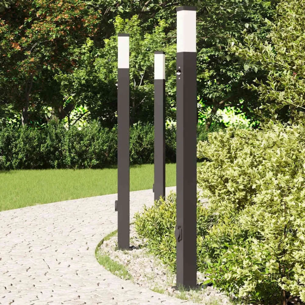 Bolderverlichting met sensor en stopcontact 3 stuks 110 cm zwart IP44>vidaXL Discount