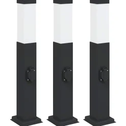 Bolderverlichting met stopcontact 3 stuks 50 cm Zwart IP44>vidaXL Outlet