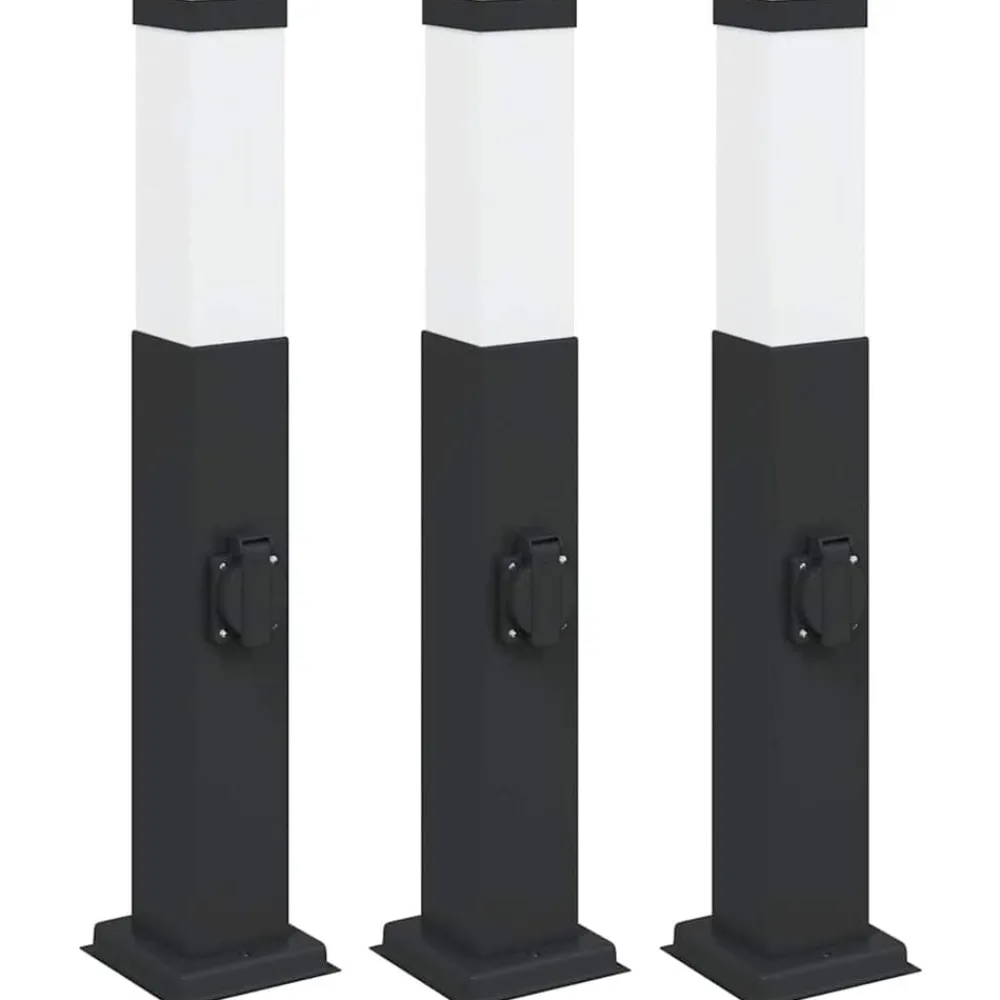 Bolderverlichting met stopcontact 3 stuks 50 cm Zwart IP44>vidaXL Outlet