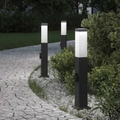 Bolderverlichting met stopcontact 3 stuks 50 cm Zwart IP44>vidaXL Outlet