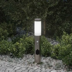 Verlichting*vidaXL Bolderverlichting met sensor en stopcontact 50 cm roestvrij staal IP44