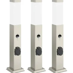 Bolderverlichting met sensor en stopcontact 3 stuks 50 cm roestvrij staal IP44>vidaXL