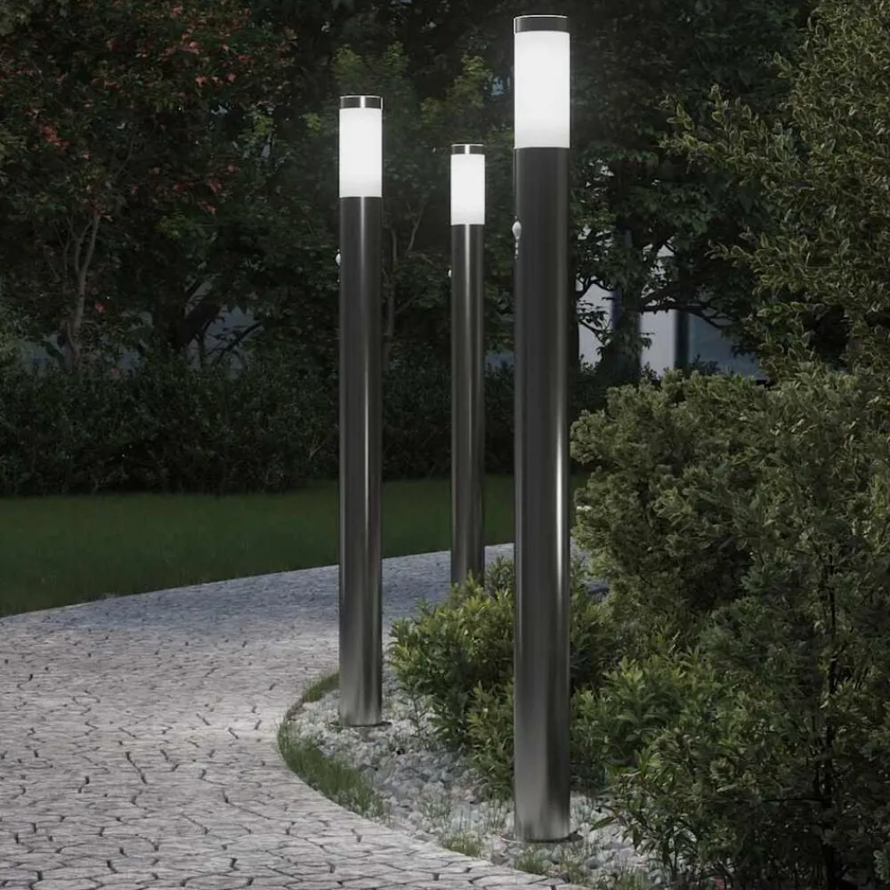 Verlichting*vidaXL Bolderverlichting met sensor 3 stuks 110 cm RVS IP44
