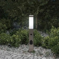 Bolderverlichting met sensor en stopcontact 50 cm roestvrij staal IP44>vidaXL Hot