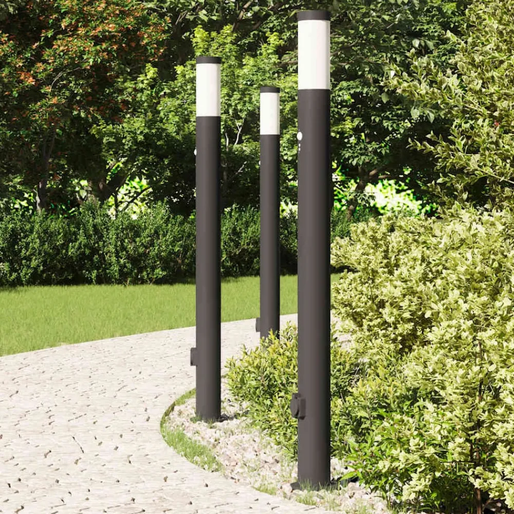 Bolderverlichting met sensor en stopcontact 3 stuks 110 cm roestvrij staal IP44>vidaXL Clearance