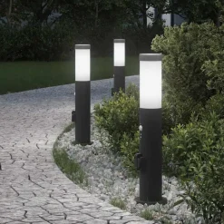Bolderverlichting met sensor en stopcontact 3 stuks 50 cm roestvrij staal IP44>vidaXL