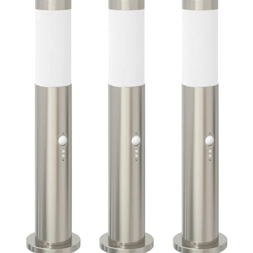 Bolderverlichting met sensor 3 stuks 50 cm RVS IP44>vidaXL New