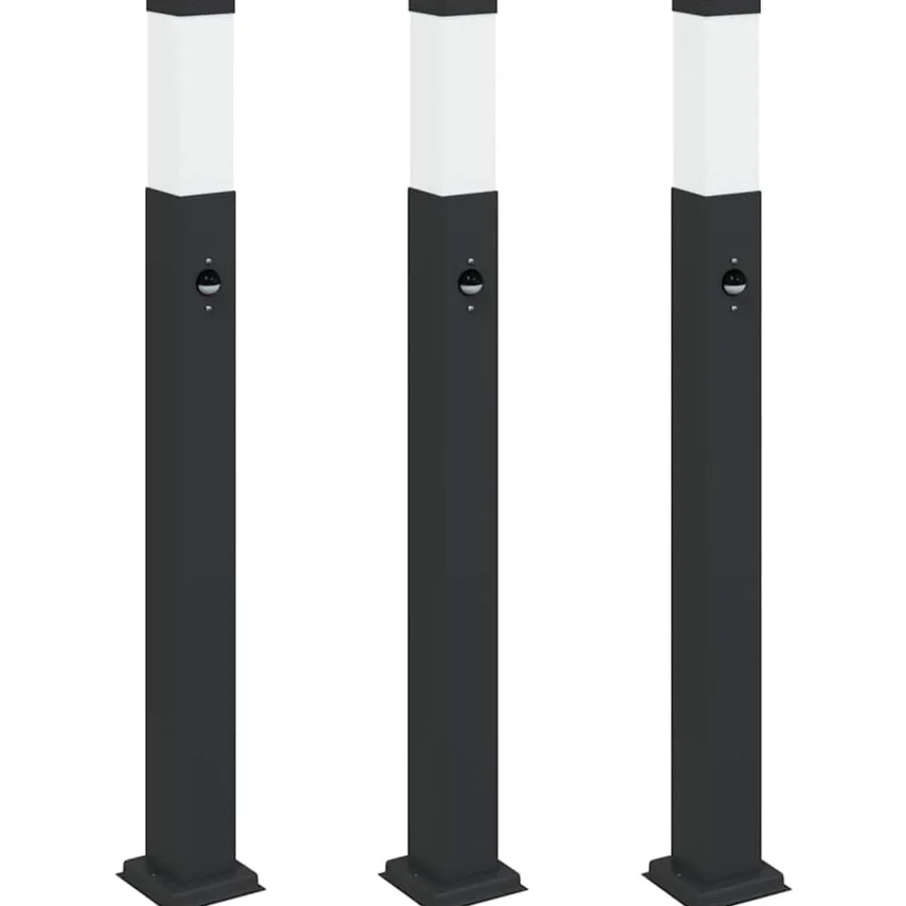Bolderverlichting met sensor 3 stuks 80 cm Zwart IP44>vidaXL Sale