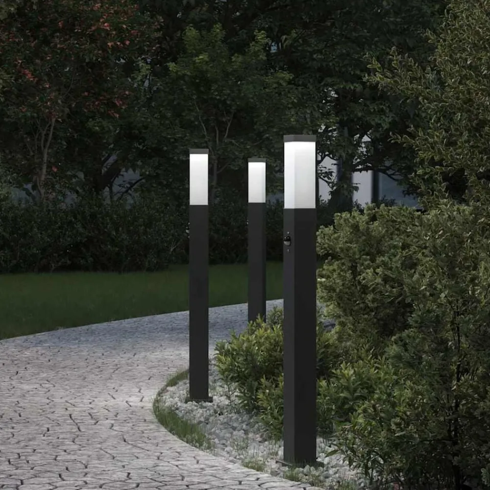 Bolderverlichting met sensor 3 stuks 80 cm Zwart IP44>vidaXL Sale