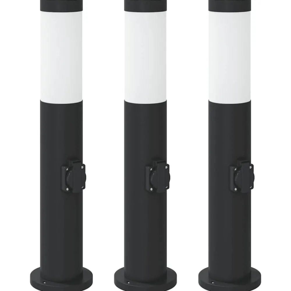 Bolderverlichting met stopcontact 3 stuks 50 cm roestvrij staal IP44>vidaXL Online