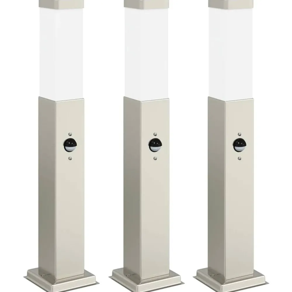Verlichting*vidaXL Bolderverlichting met sensor 3 stuks 50 cm RVS IP44