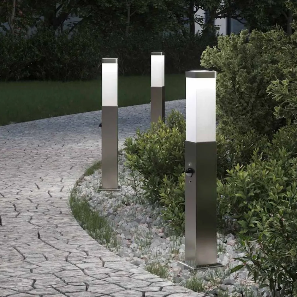 Verlichting*vidaXL Bolderverlichting met sensor 3 stuks 50 cm RVS IP44