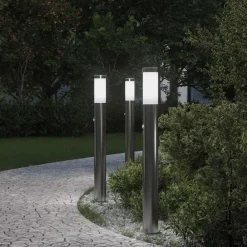 Bolderverlichting met sensor 3 stuks 80 cm RVS IP44>vidaXL Clearance