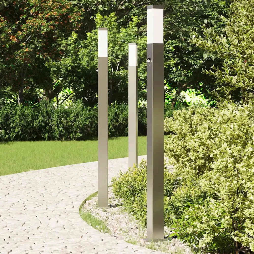Verlichting*vidaXL Bolderverlichting met sensor 3 stuks 110 cm RVS IP44