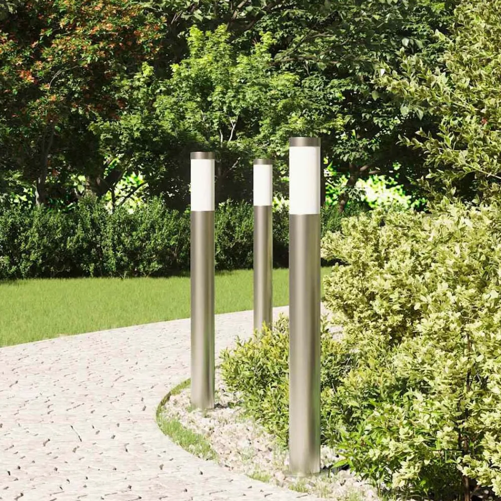 Bolderverlichting 3 stuks 80 cm RVS IP44>vidaXL Discount