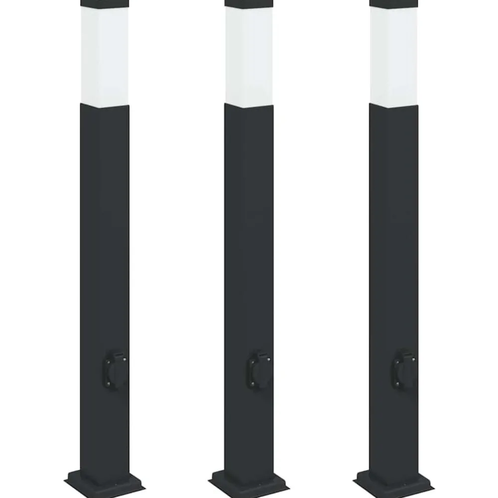 Bolderverlichting met stopcontact 3 stuks 80 cm Zwart IP44>vidaXL