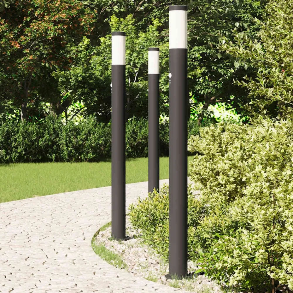 Verlichting*vidaXL Bolderverlichting met sensor 3 stuks 110 cm RVS IP44