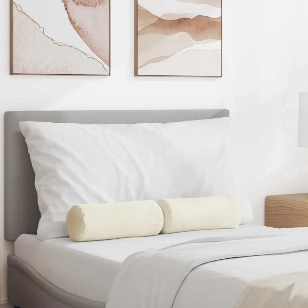 Bolster Kussens 2 stuks Crème Ø 15 x 40 cm Cordstof>vidaXL