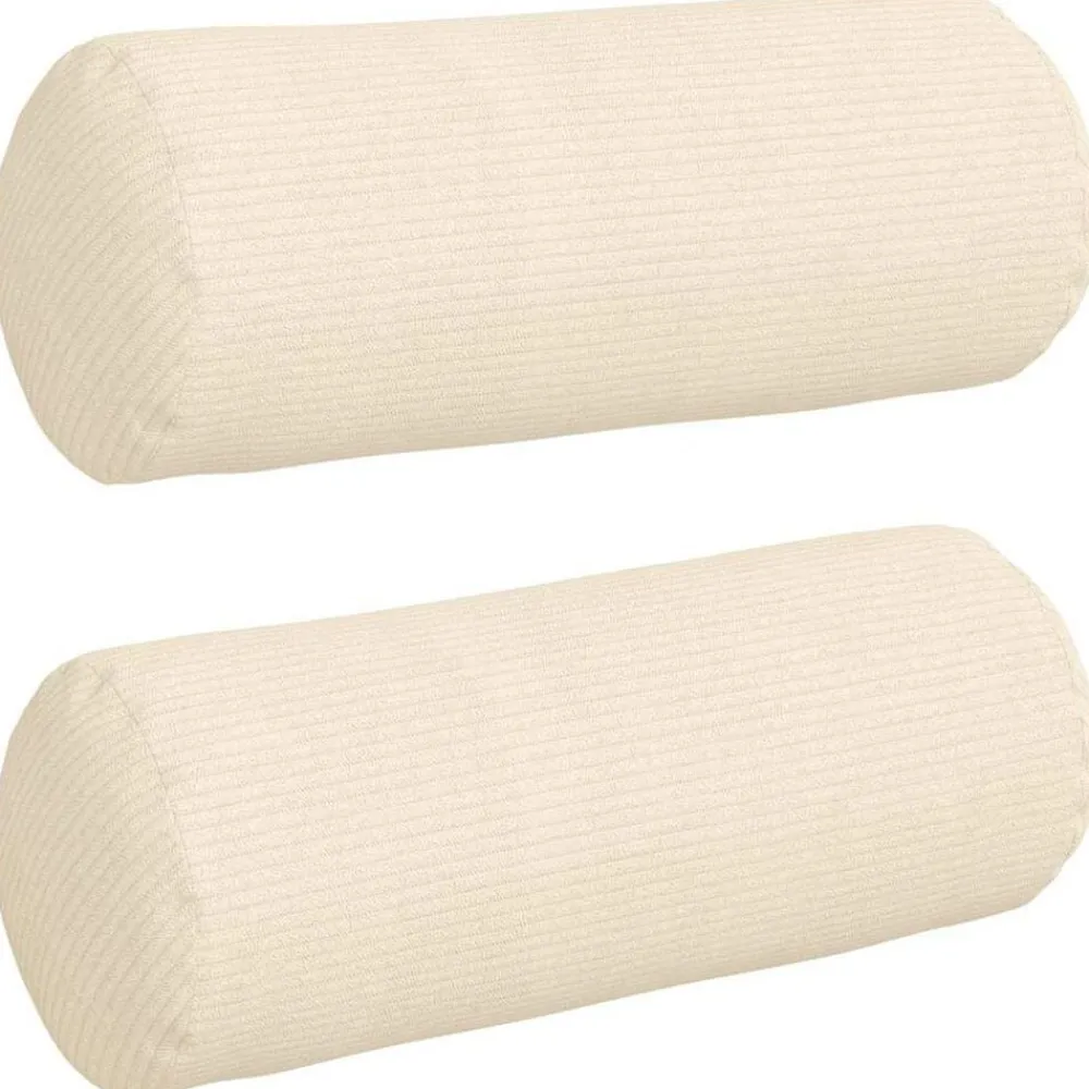 Bolster Kussens 2 stuks Crème Ø 15 x 40 cm Cordstof>vidaXL New