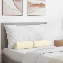 Bolster Kussens 2 stuks Crème Ø 15 x 40 cm Cordstof>vidaXL New