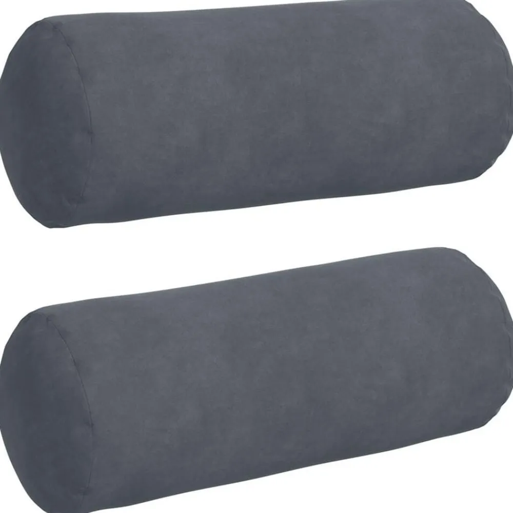 Woon- & Tuinaccessoires*vidaXL Bolster Kussens 2 stuks Ø 15 x 40 cm Cordstof Donkergrijs
