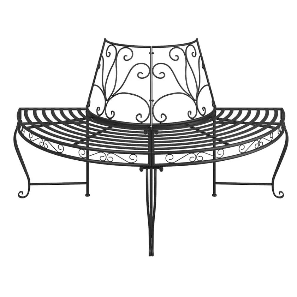 Boombank halfrond Ø160 cm staal zwart>vidaXL Best