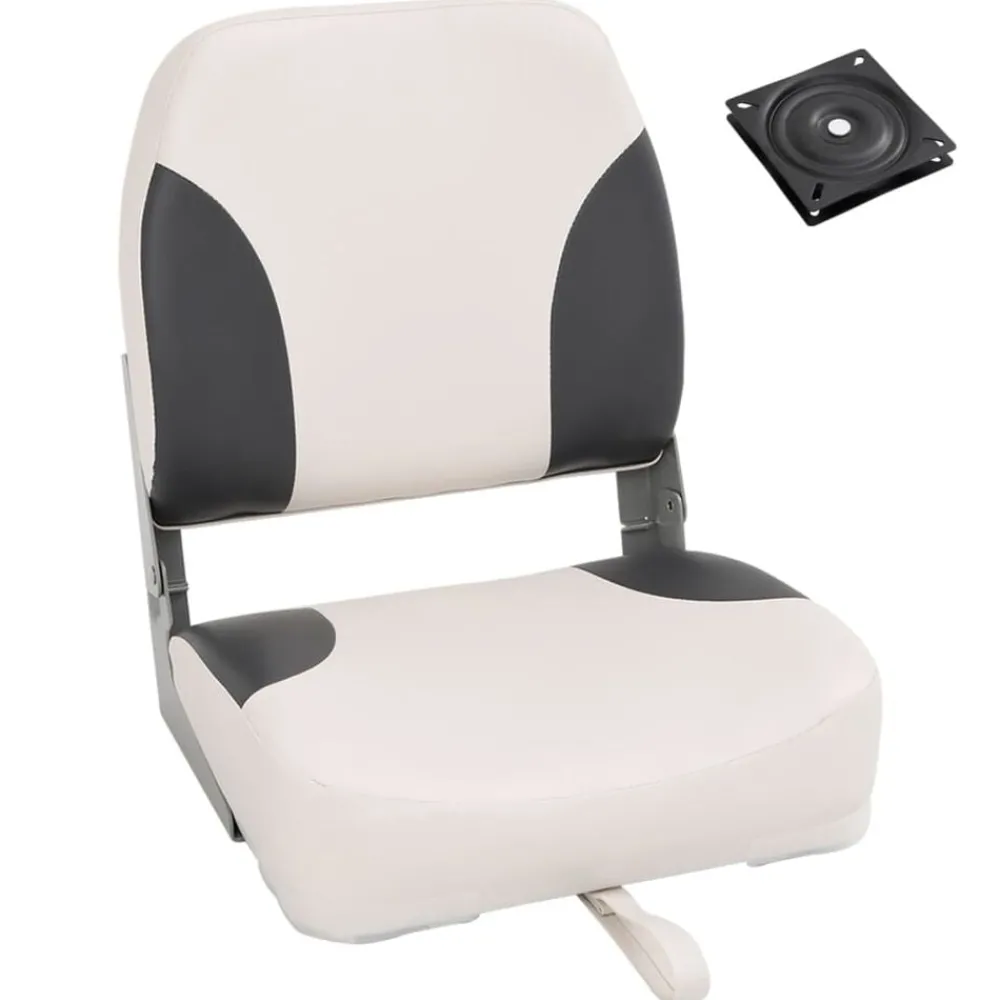 Voertuigonderdelen & -Accessoires*vidaXL Bootstoel 1 set inklapbaar lage rugleuning fixeerlus donkergrijs en wit