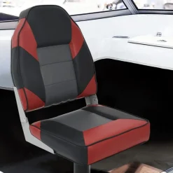 Voertuigen*vidaXL Bootstoel met poot 360° draaibaar Zwart en rood