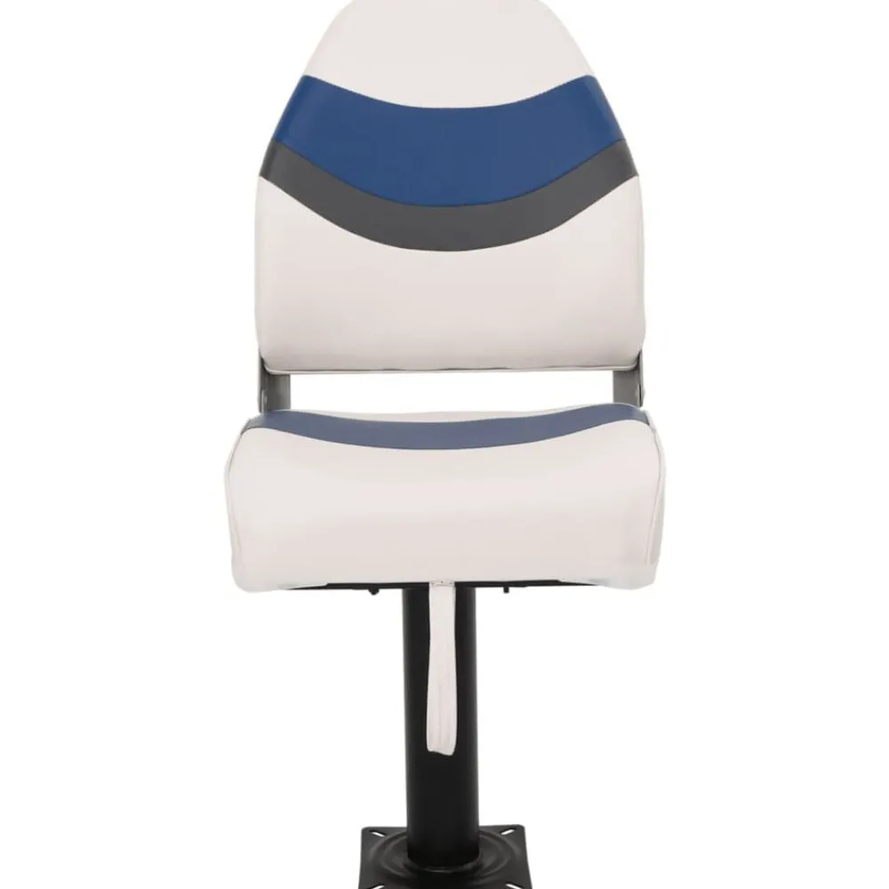 Voertuigen*vidaXL Bootstoel met poot 360° draaibaar Wit en blauw