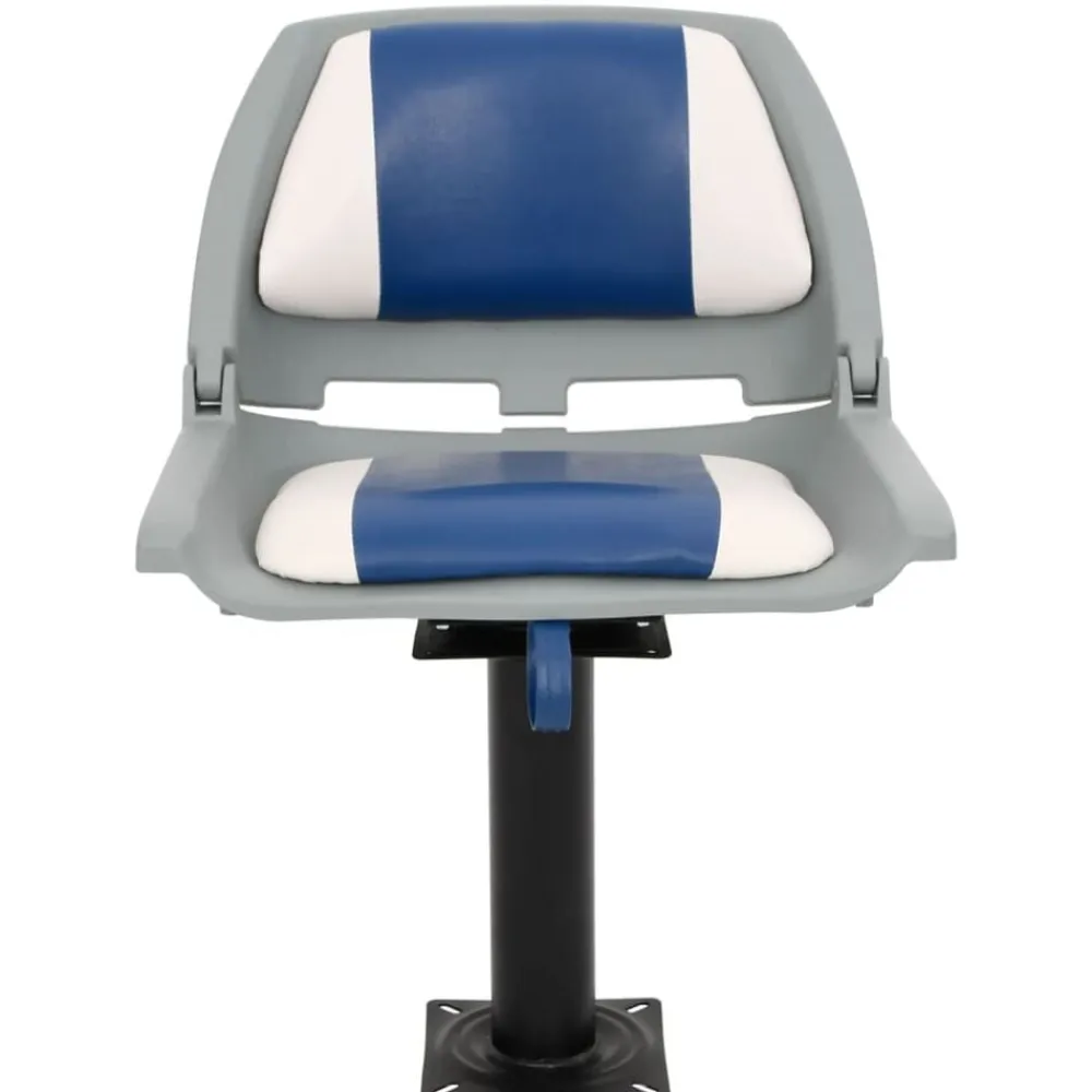 Voertuigen*vidaXL Bootstoel met poot 360° draaibaar Blauw en wit