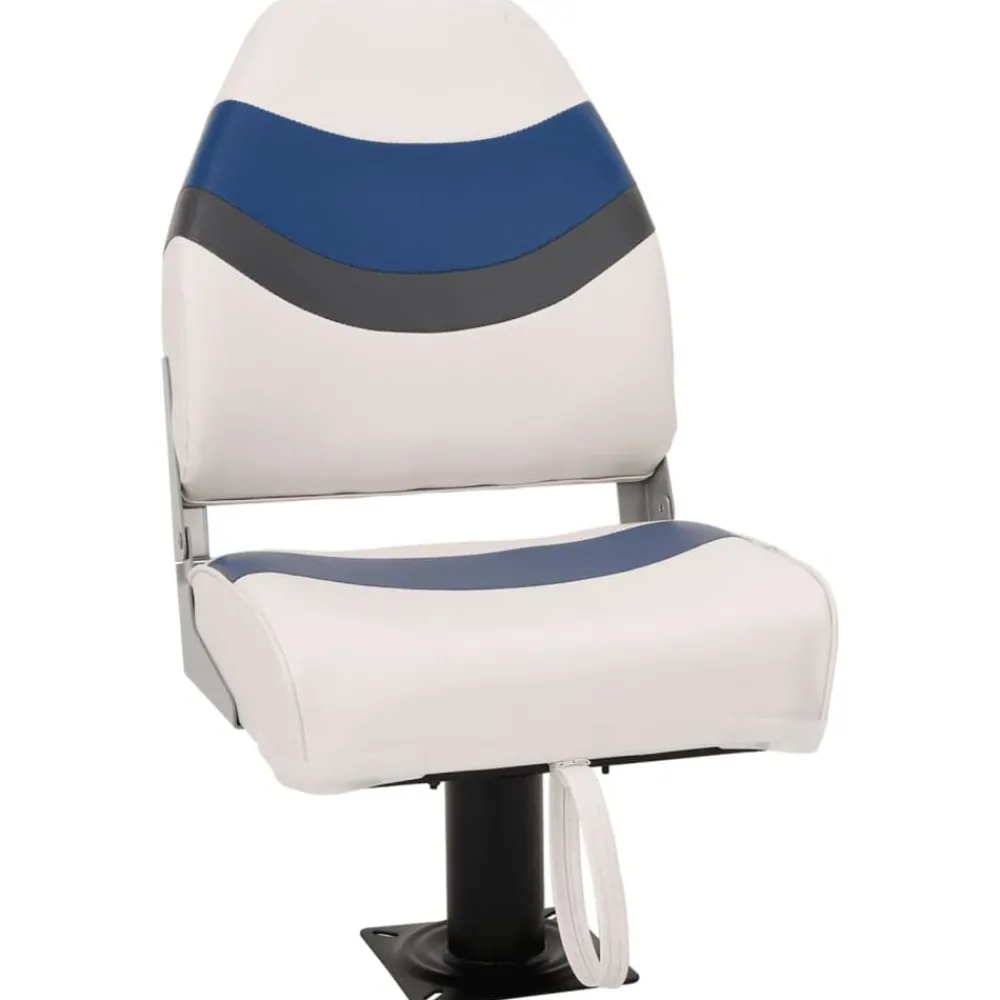 Voertuigen*vidaXL Bootstoel met poot 360° draaibaar Wit en blauw
