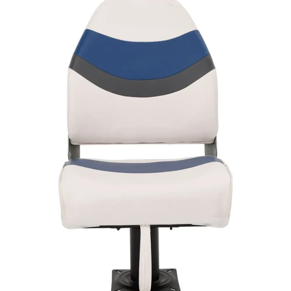 Voertuigen*vidaXL Bootstoel met poot 360° draaibaar Wit en blauw