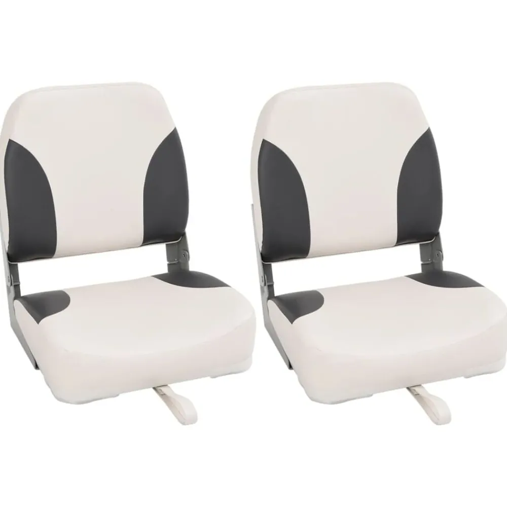 Voertuigonderdelen & -Accessoires*vidaXL Bootstoelen 2 st inklapbaar met hoge rugleuning 41x36x48 cm donkergrijs en wit