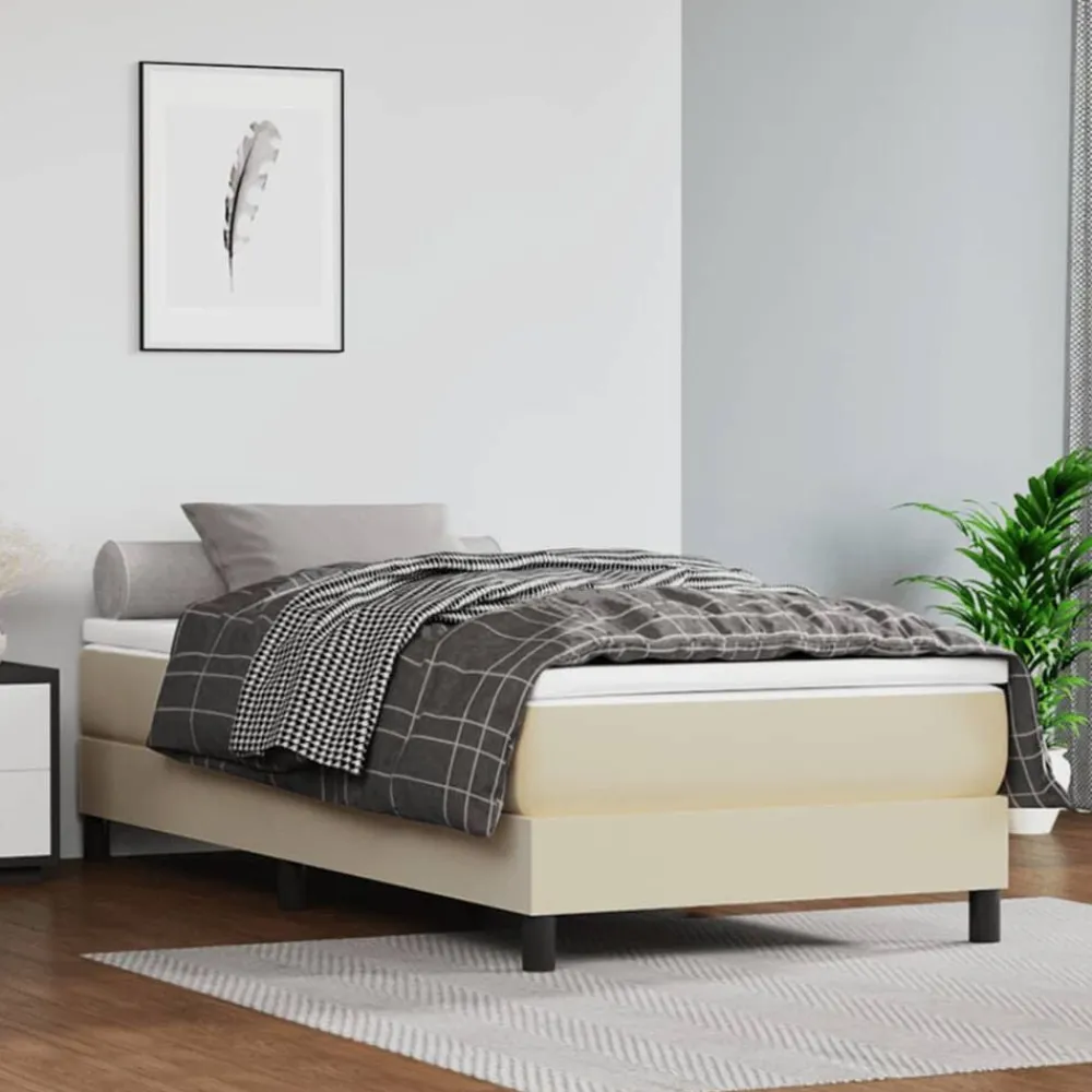 Boxspring bed kunstleer crèmekleurig 80x200 cm>vidaXL Hot