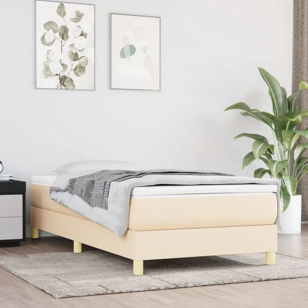 Boxspring bed 80x200 cm stof crèmekleurig>vidaXL Discount