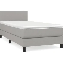 Bedden & Accessoires*vidaXL Boxspring met matras stof 80x200 cm Lichtgrijs