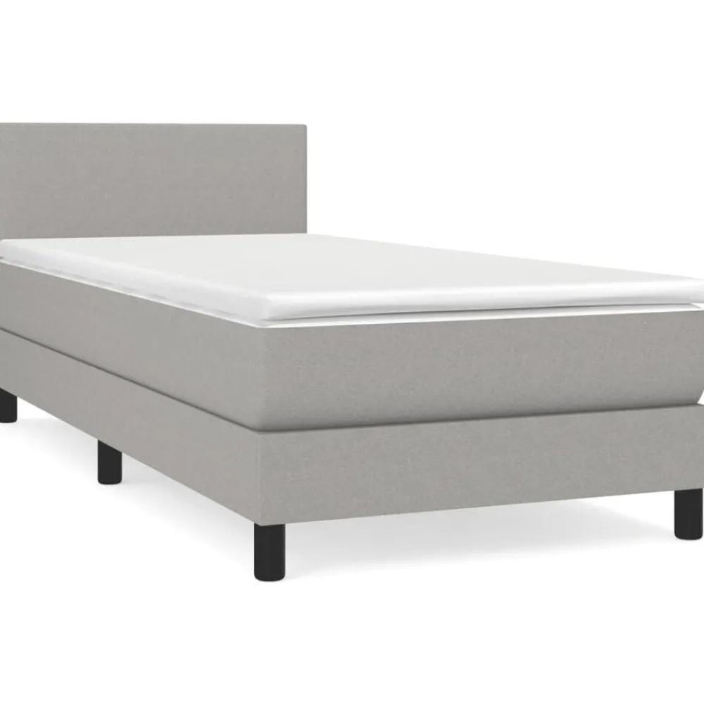 Bedden & Accessoires*vidaXL Boxspring met matras stof 80x200 cm Lichtgrijs