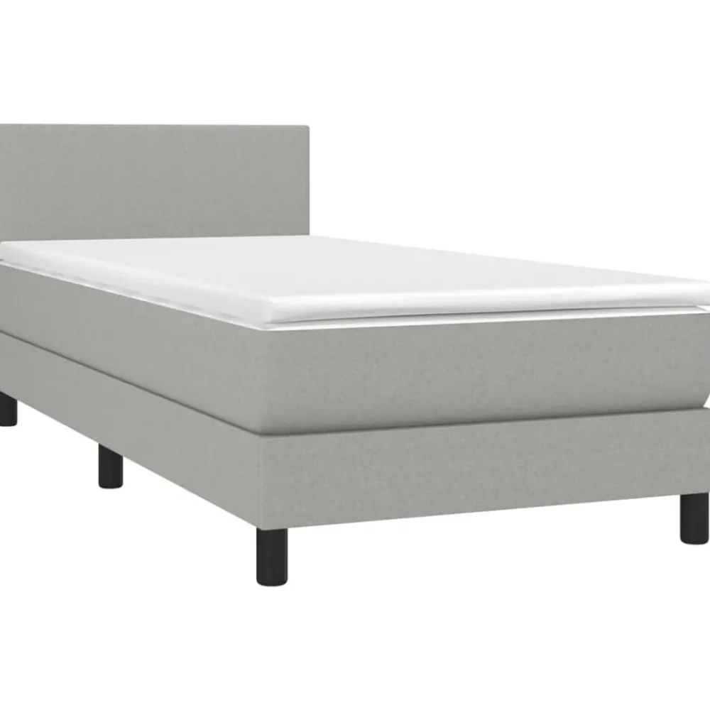 Bedden & Accessoires*vidaXL Boxspring met matras stof 80x200 cm Lichtgrijs