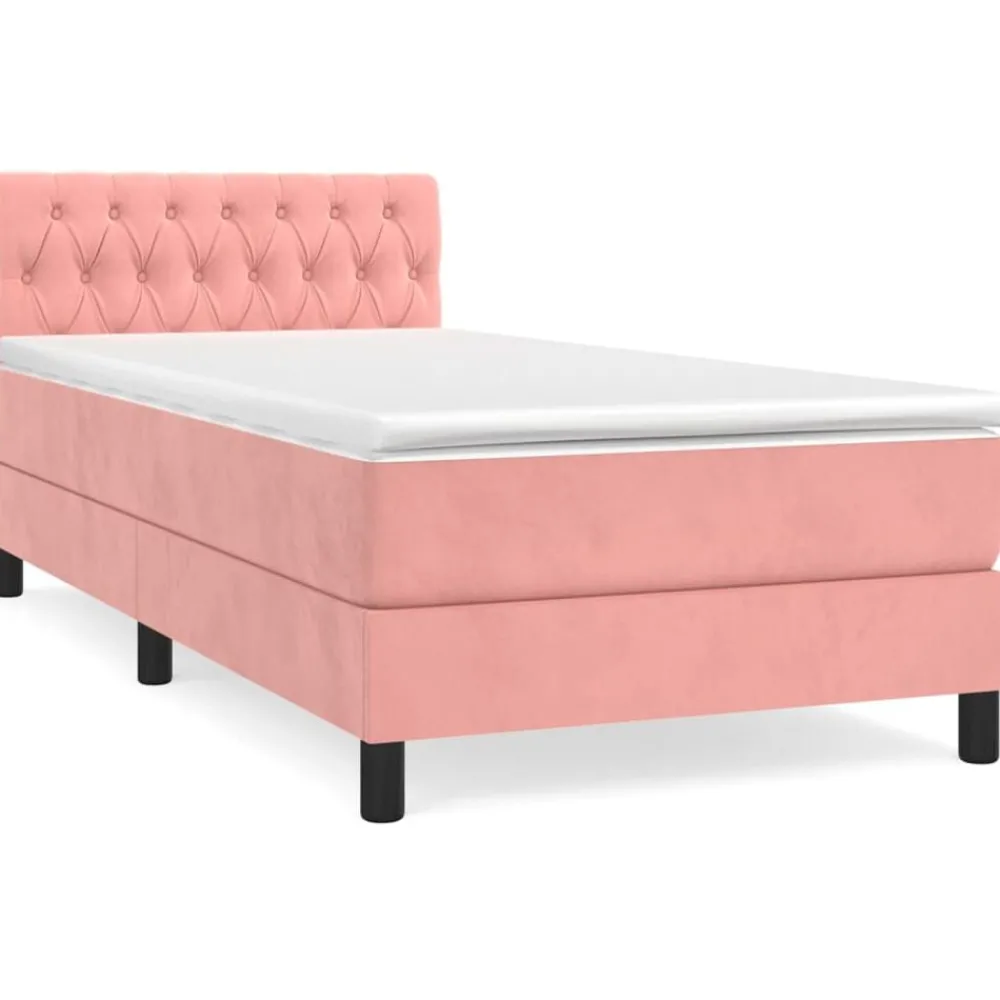 Bedden & Accessoires*vidaXL Boxspring met matras fluweel 90x200 cm Roze