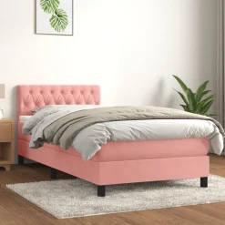 Bedden & Accessoires*vidaXL Boxspring met matras fluweel 90x200 cm Roze