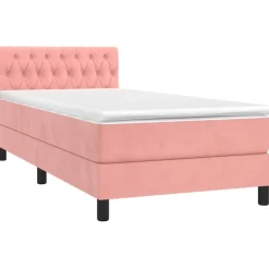 Bedden & Accessoires*vidaXL Boxspring met matras fluweel 90x200 cm Roze