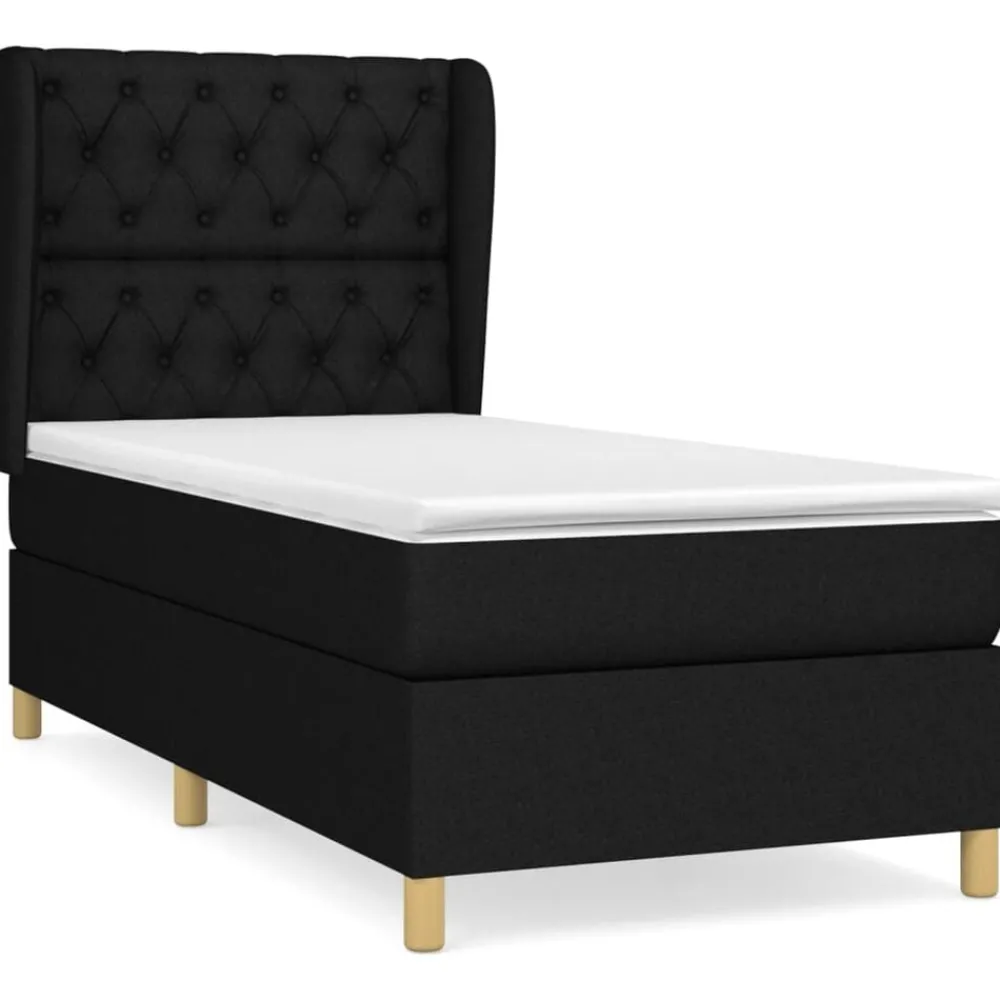 Bedden & Accessoires*vidaXL Boxspring met matras stof 80x200 cm Zwart