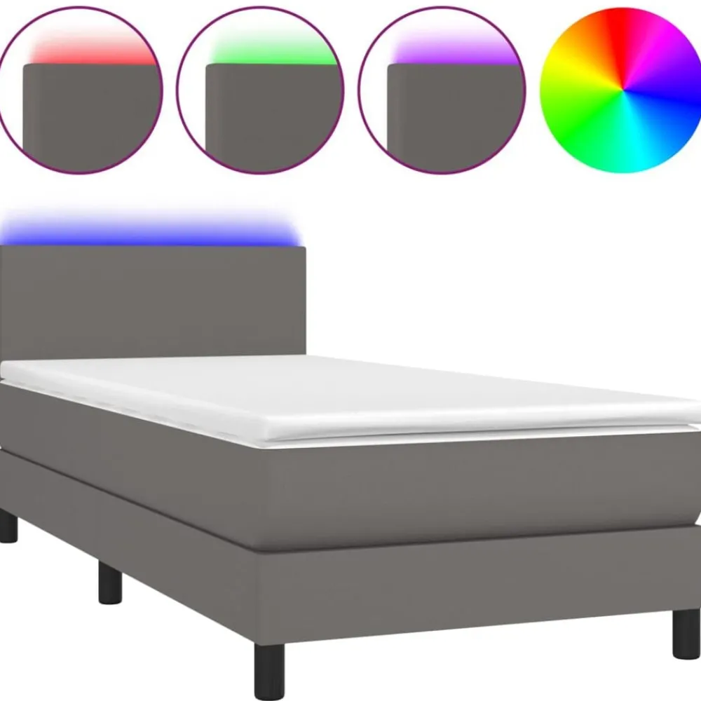 Boxspring met matras en LED kunstleer 80x200 cm>vidaXL