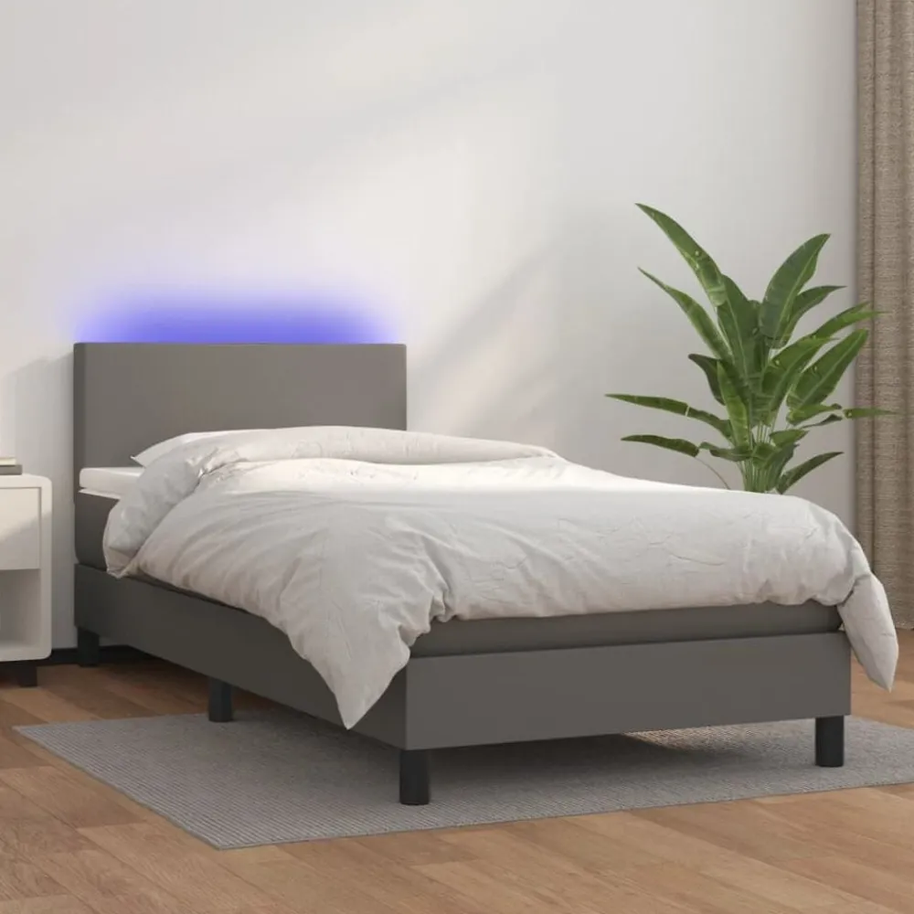 Boxspring met matras en LED kunstleer 80x200 cm>vidaXL