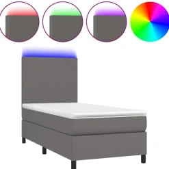 Boxspring met matras en LED kunstleer 80x200 cm>vidaXL Hot