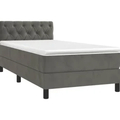 Bedden & Accessoires*vidaXL Boxspring met matras en LED fluweel 80x200 cm Donkergrijs