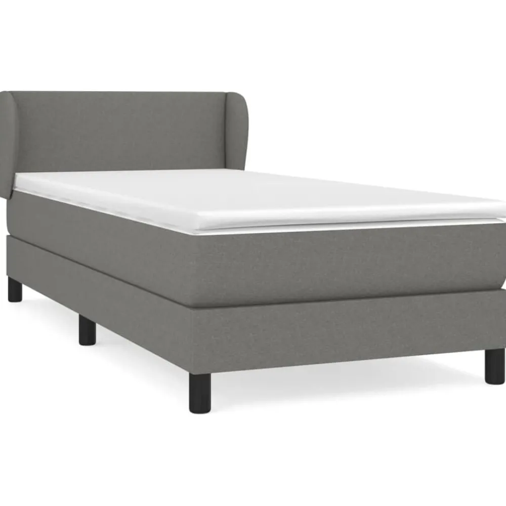 Bedden & Accessoires*vidaXL Boxspring met matras stof 80x200 cm Donkergrijs