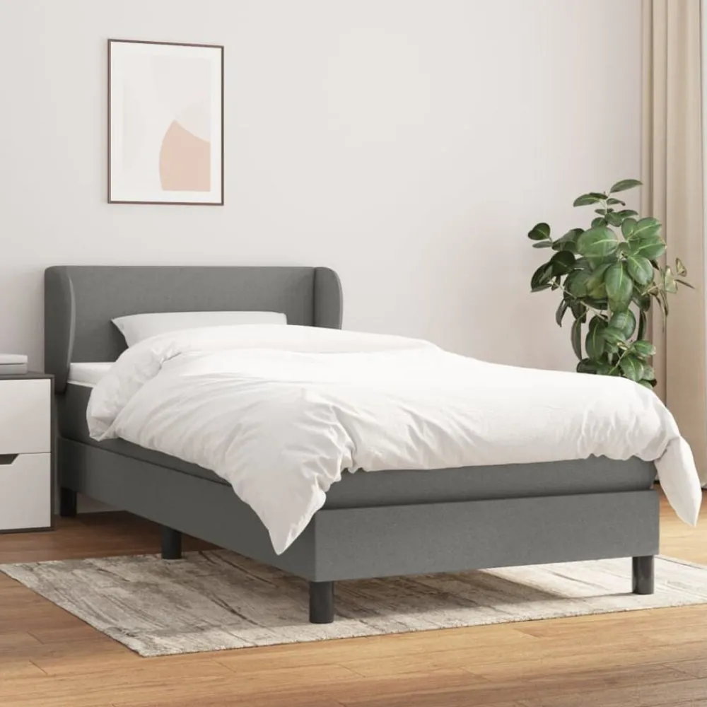 Bedden & Accessoires*vidaXL Boxspring met matras stof 80x200 cm Donkergrijs